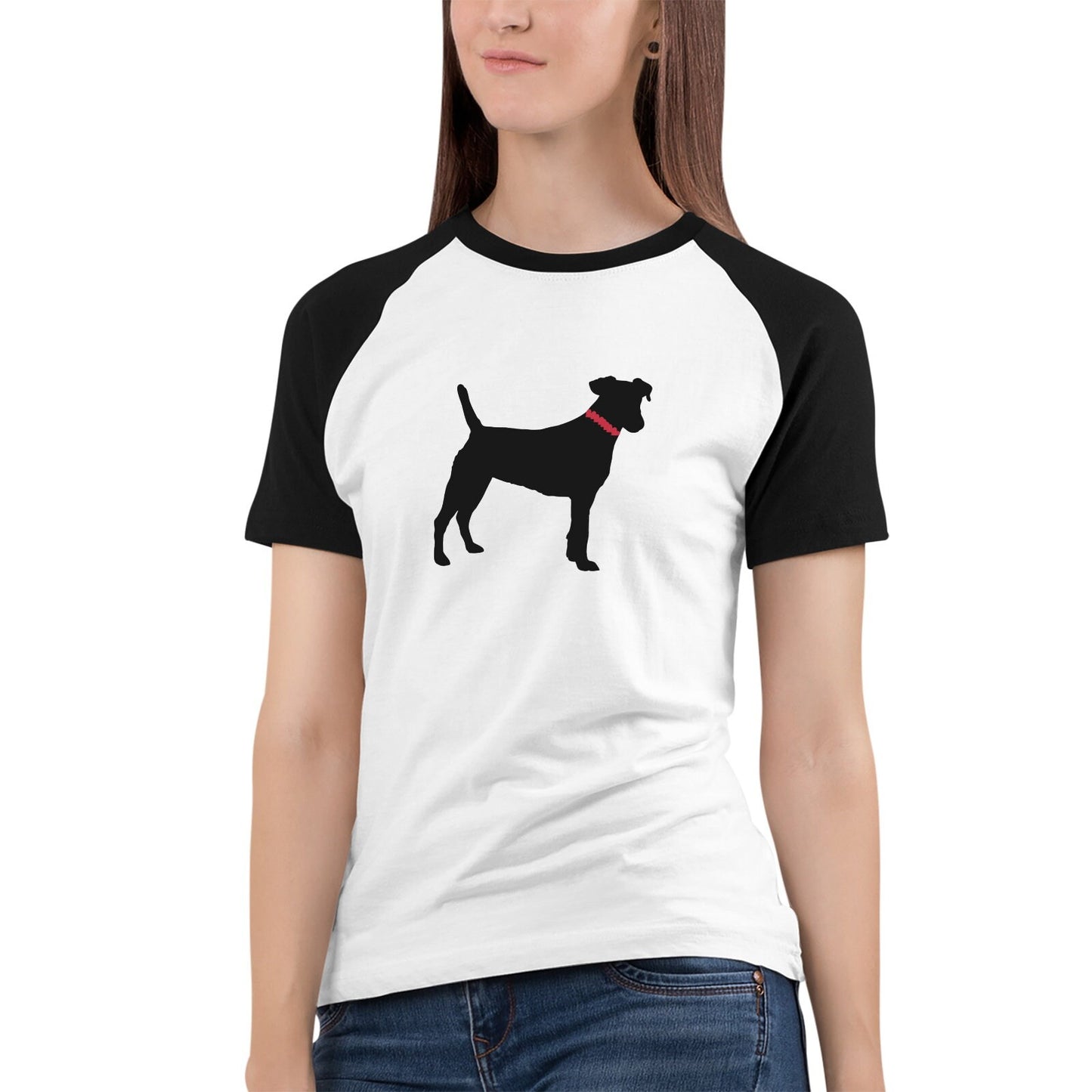 Black Dog T-Shirts Women's Premium Cotton Raglan Tshirts