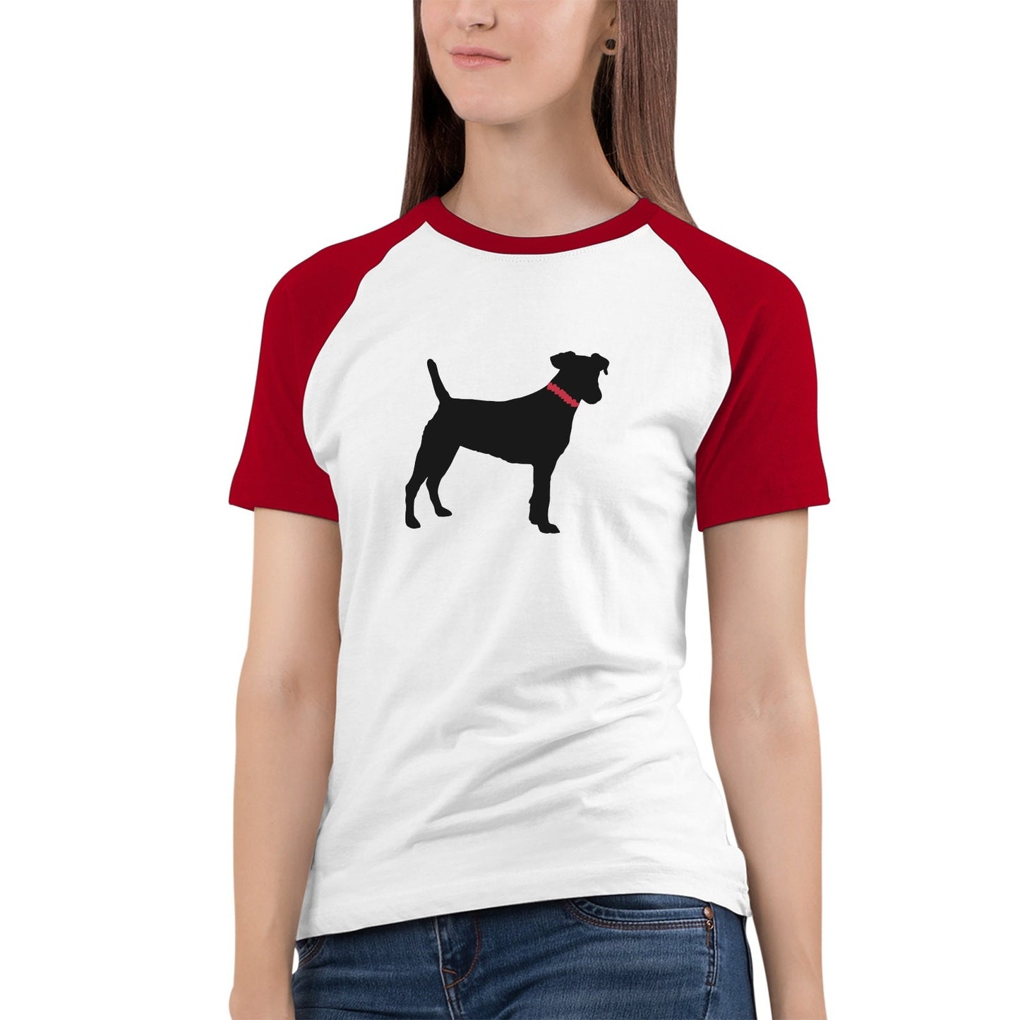 Black Dog T-Shirts Women's Premium Cotton Raglan Tshirts