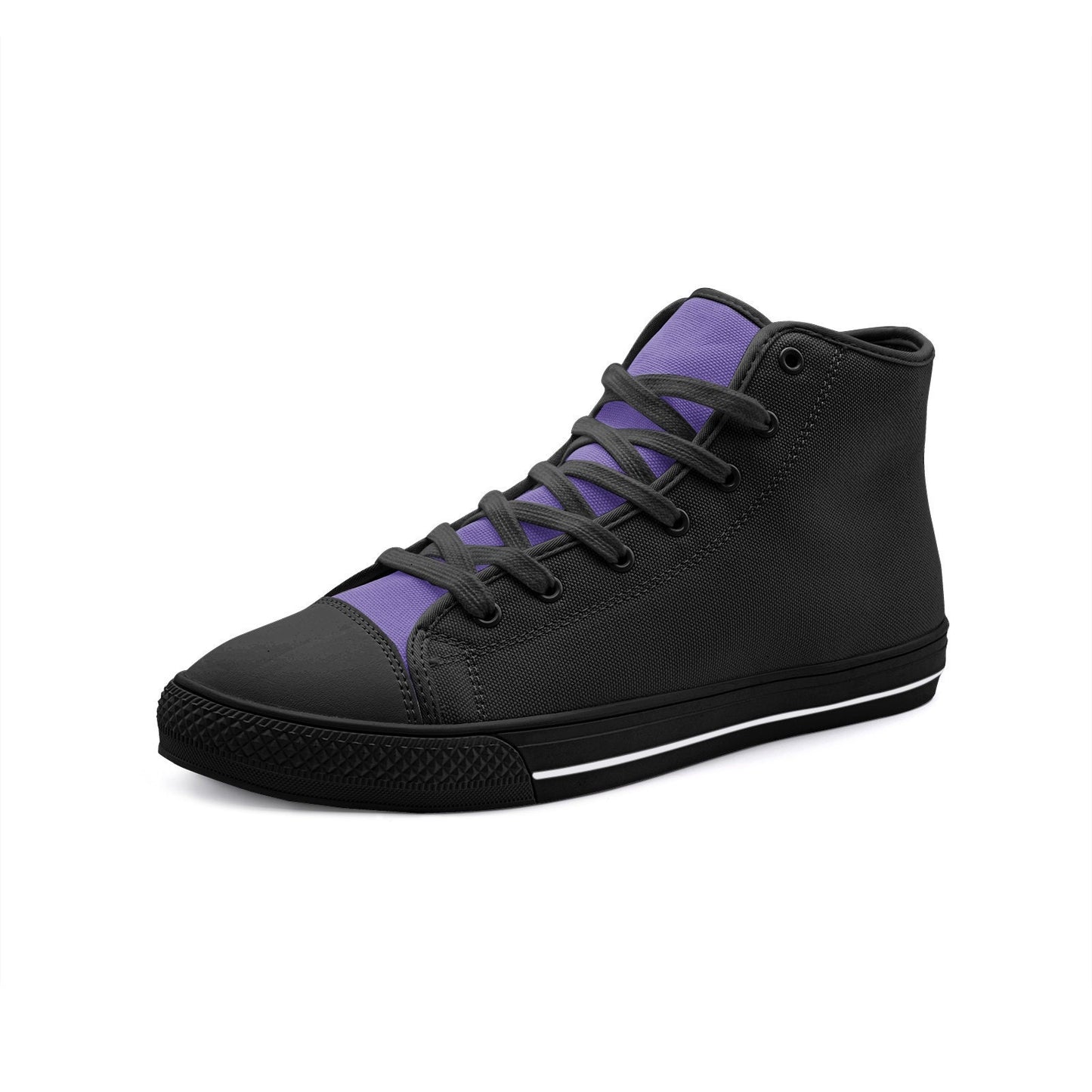 Black and Purple High Tops Unisex High Top Canvas Shoes