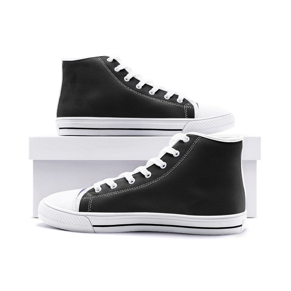 Black and Purple High Tops Unisex High Top Canvas Shoes