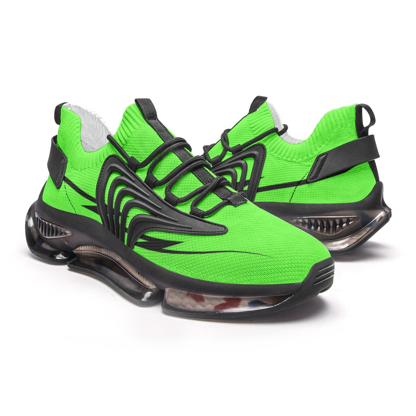 Bright Green Running Shoes Unisex Low Top Mesh Sneakers