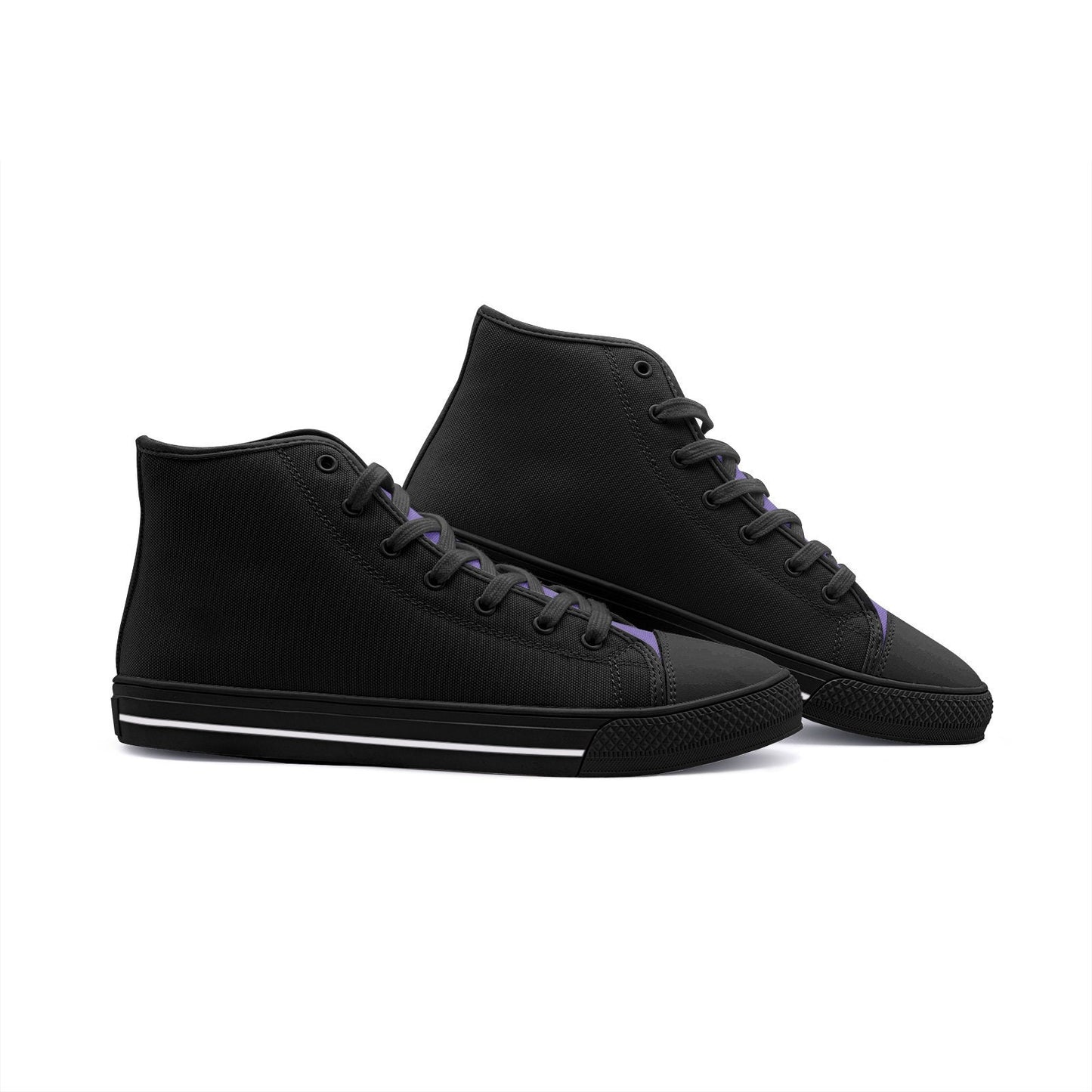 Black and Purple High Tops Unisex High Top Canvas Shoes