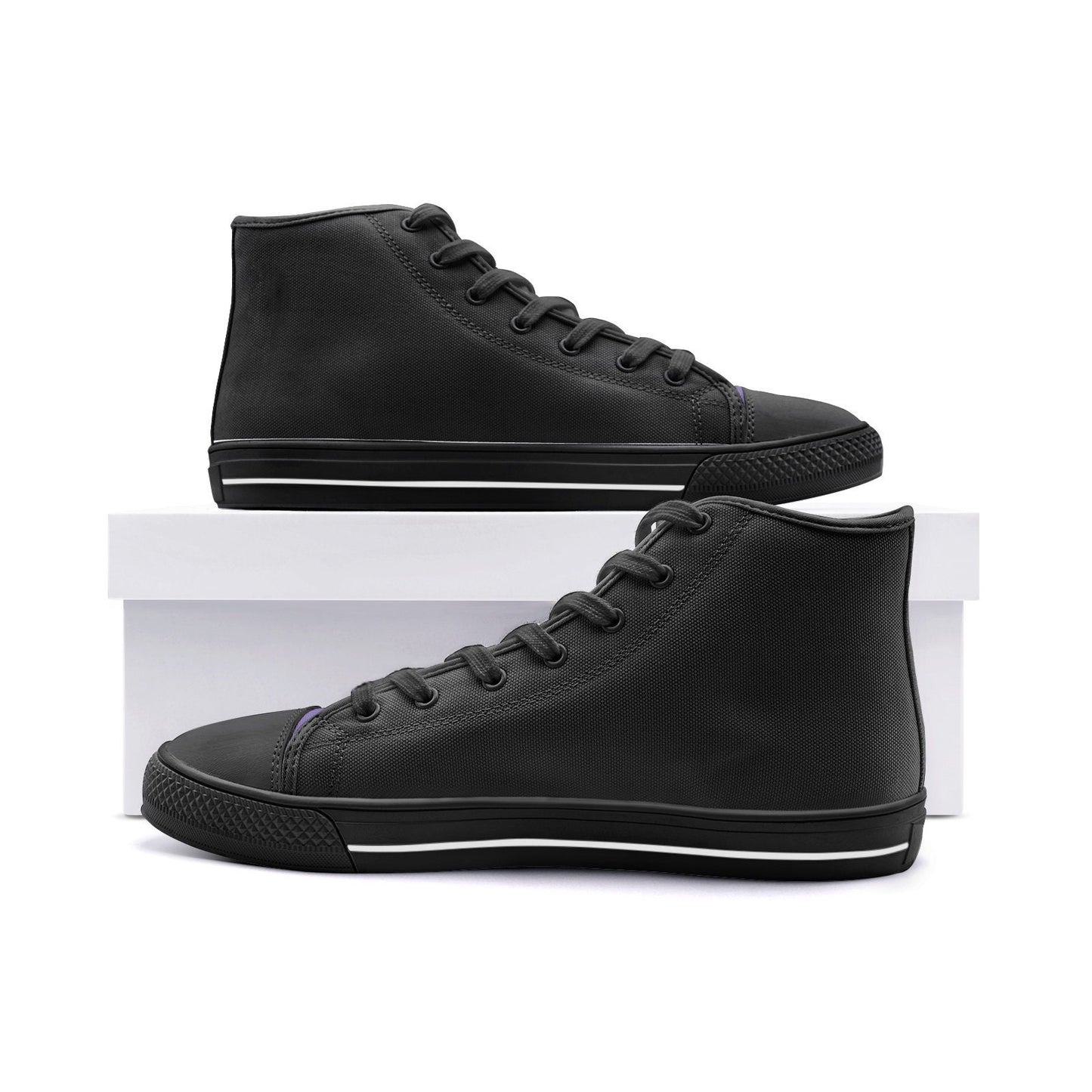 Black and Purple High Tops Unisex High Top Canvas Shoes