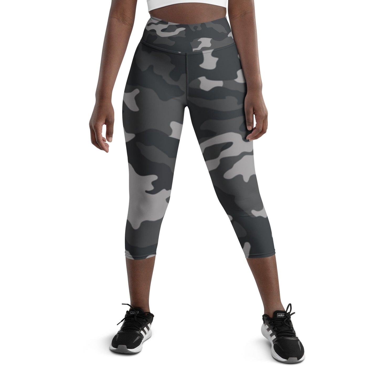Black Camo Yoga Capri Leggings