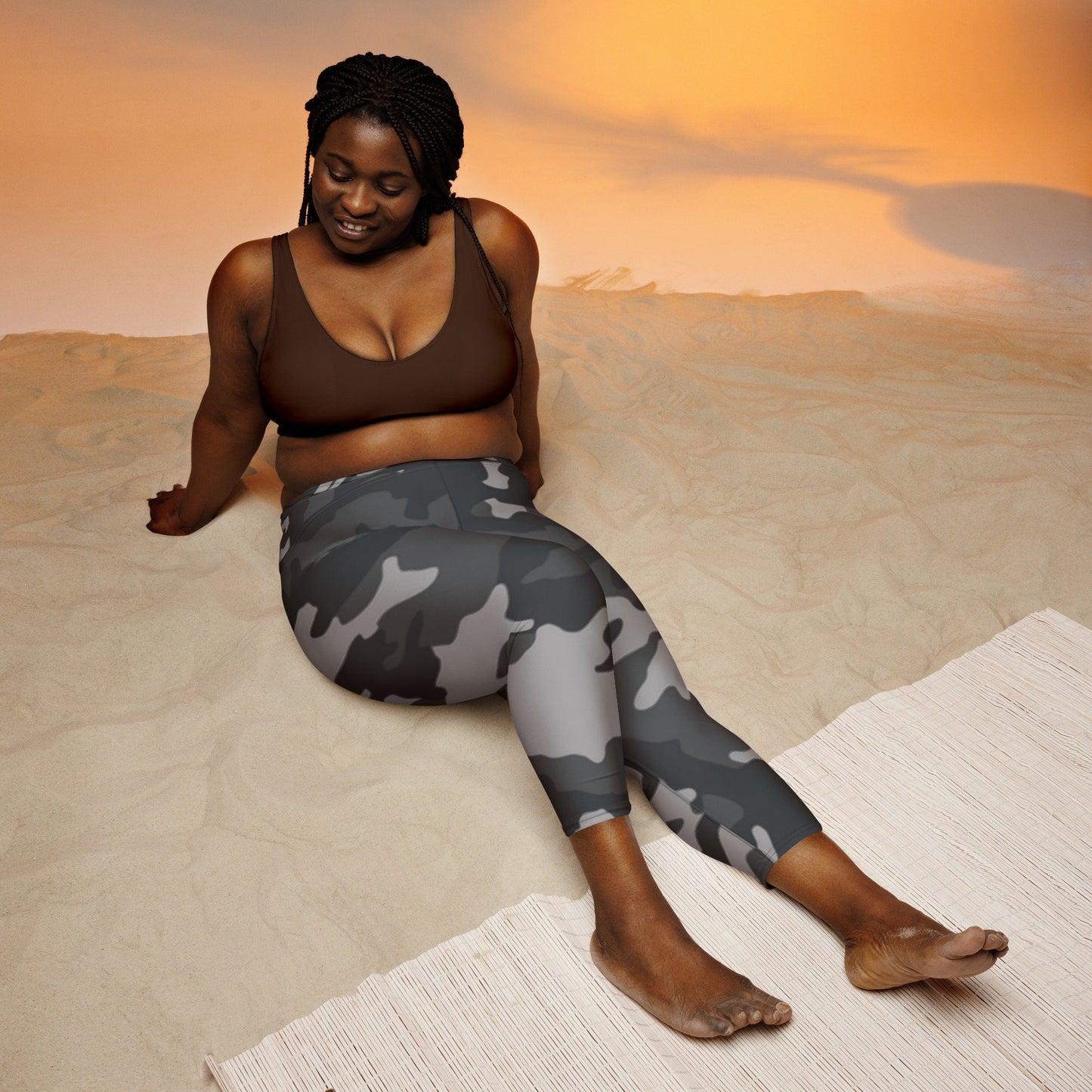 Black Camo Yoga Capri Leggings