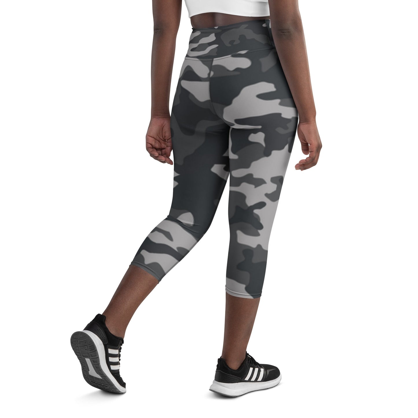 Black Camo Yoga Capri Leggings