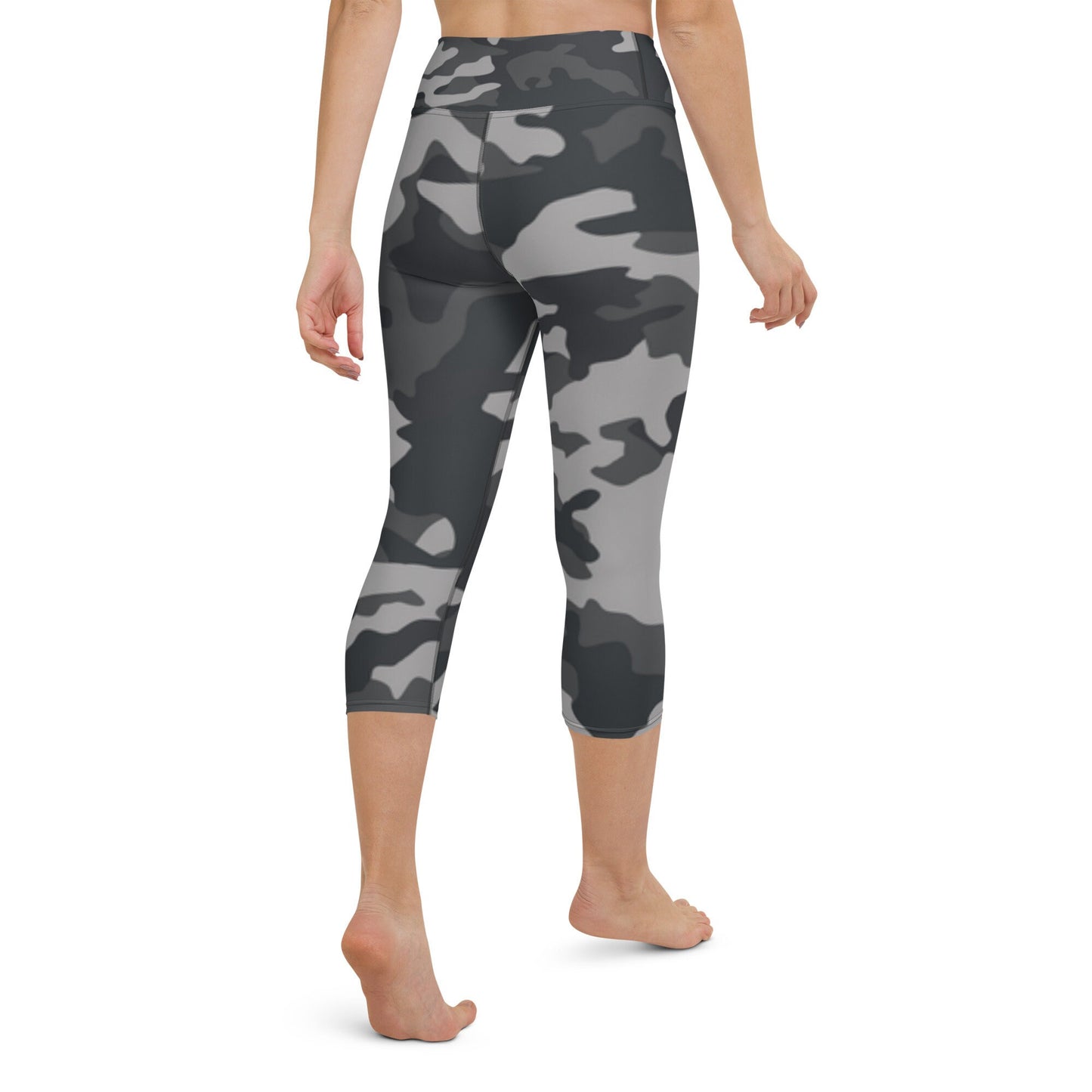 Black Camo Yoga Capri Leggings