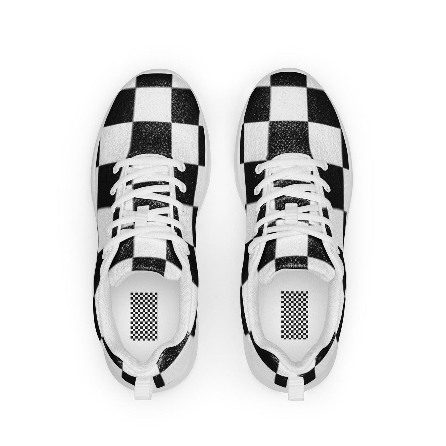 Black Checkered Knit Sneakers: Men's Athletic Shoes