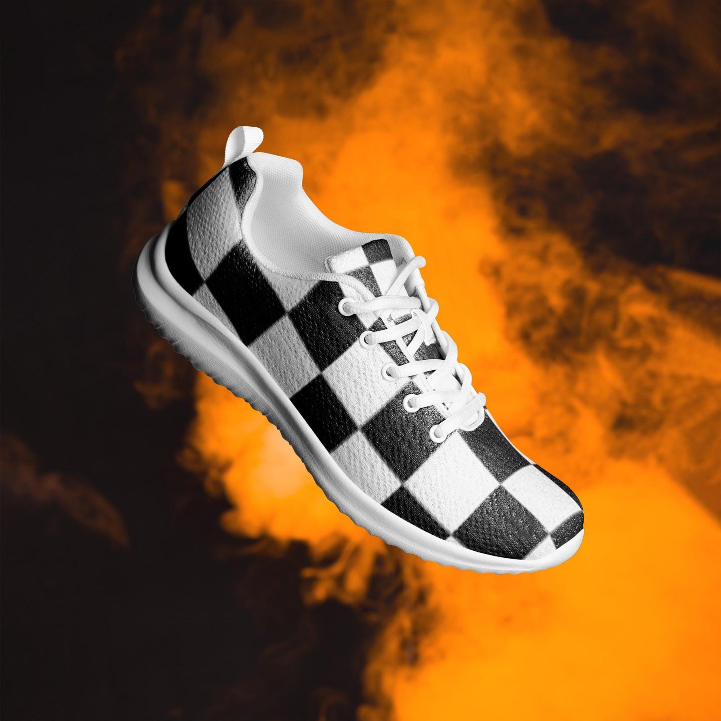 Black Checkered Knit Sneakers: Men's Athletic Shoes