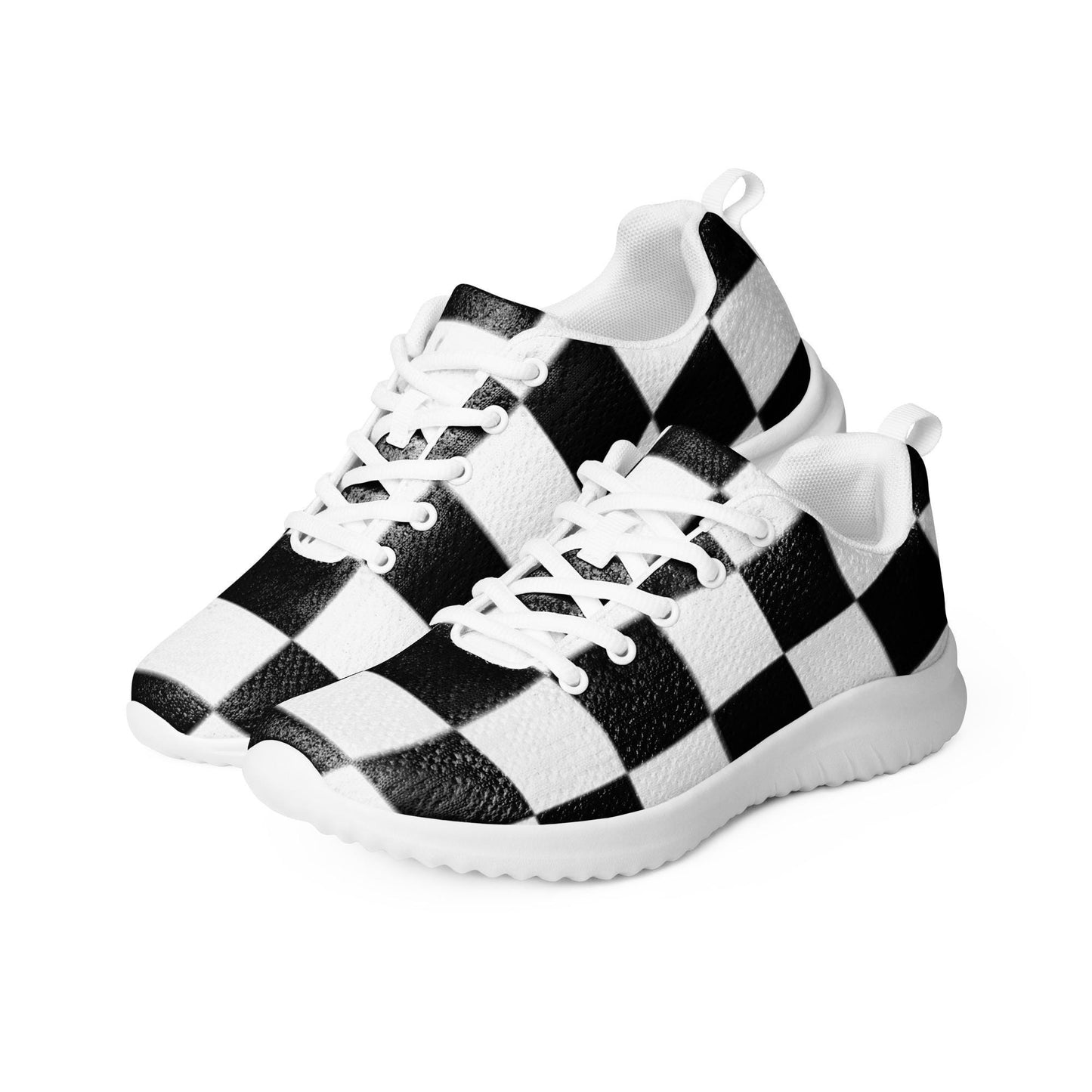 Black Checkered Knit Sneakers: Men's Athletic Shoes