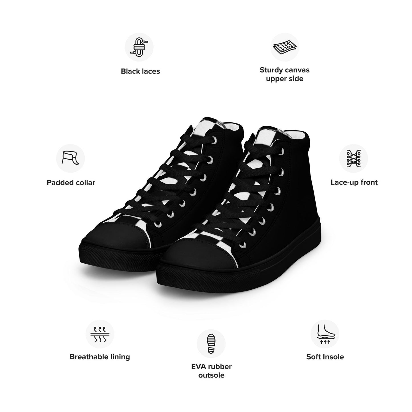 Black High Top Sneakers Mens high top canvas shoes