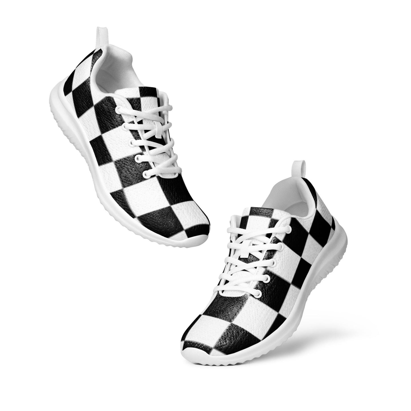 Black Checkered Knit Sneakers: Men's Athletic Shoes