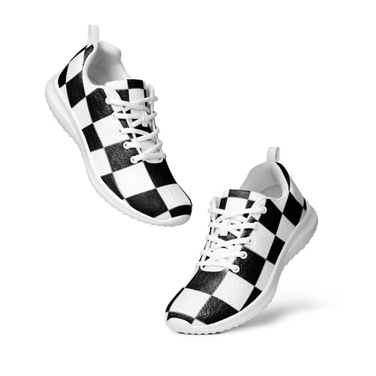 Black Checkered Knit Sneakers: Men's Athletic Shoes