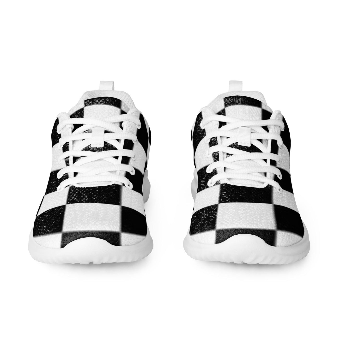Black Checkered Knit Sneakers: Men's Athletic Shoes