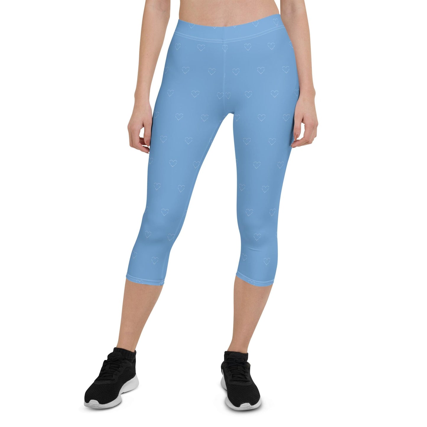 Light Blue Capri Leggings with white heart design