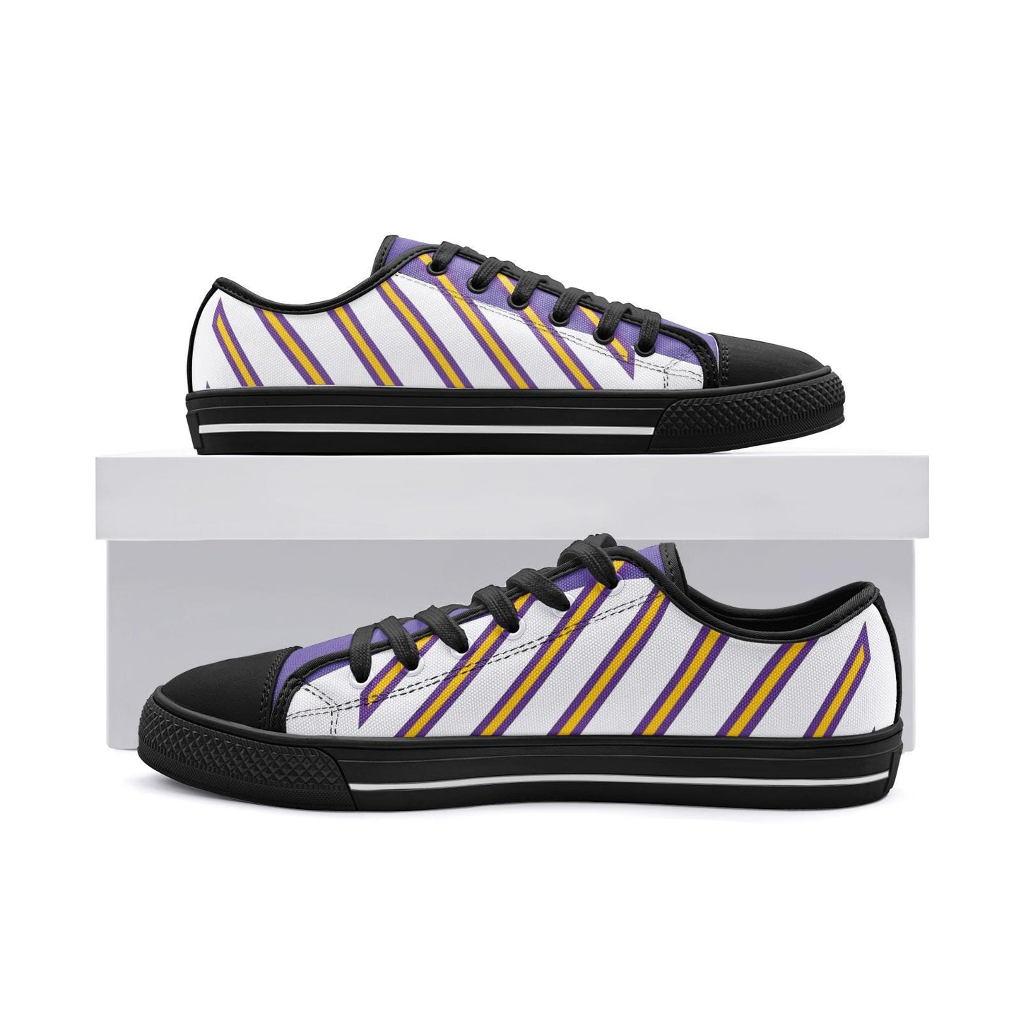 Purple and Yellow Unisex Low Top Canvas Shoes