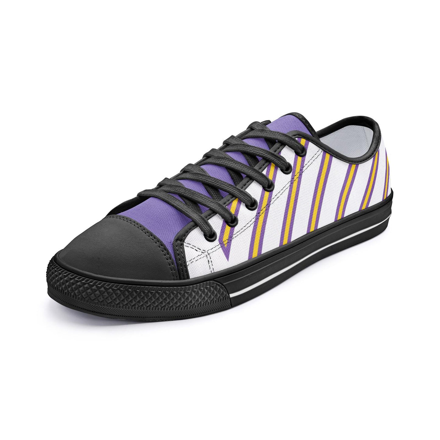 Purple and Yellow Unisex Low Top Canvas Shoes