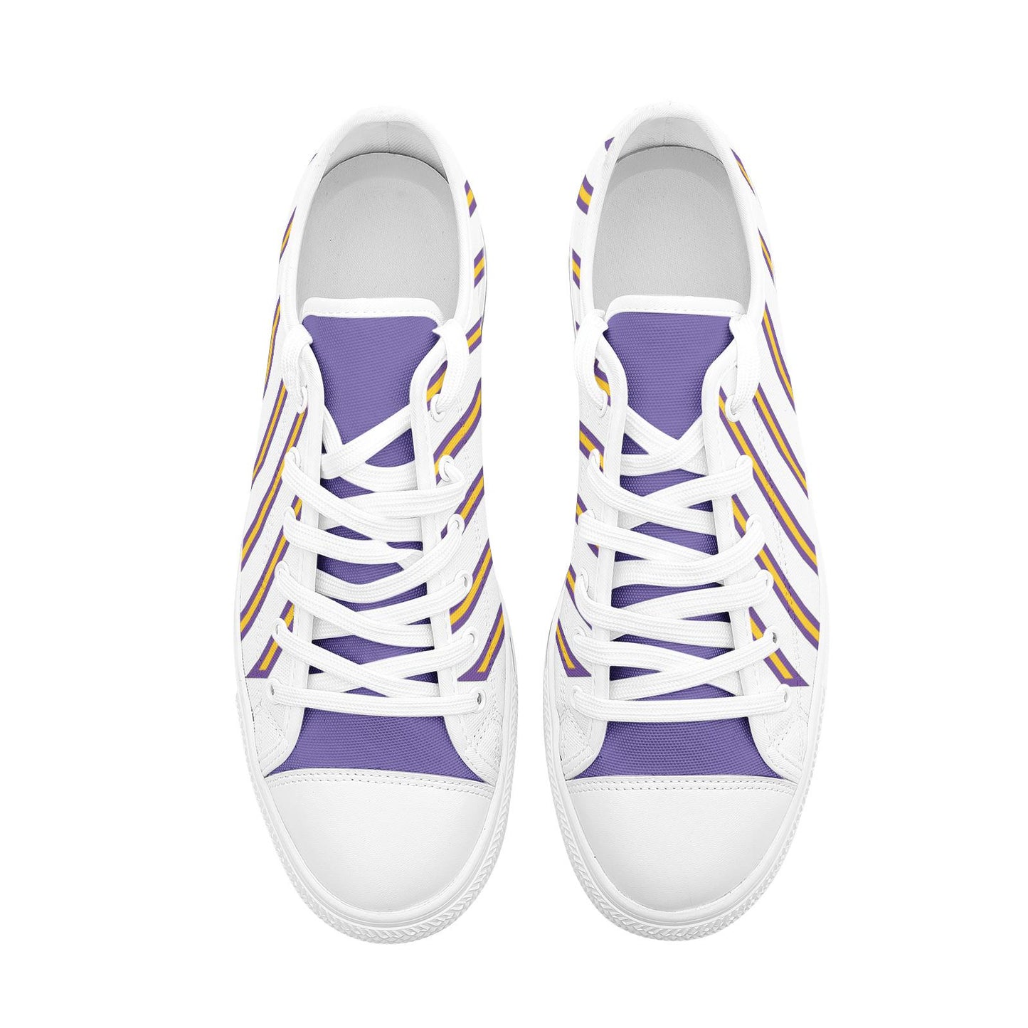 Purple and Yellow Unisex Low Top Canvas Shoes
