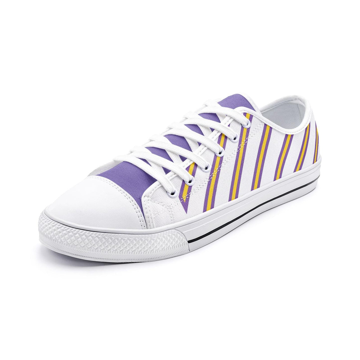 Purple and Yellow Unisex Low Top Canvas Shoes