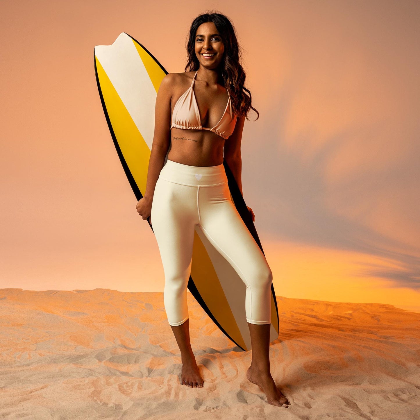 Cream Yoga Capri Leggings