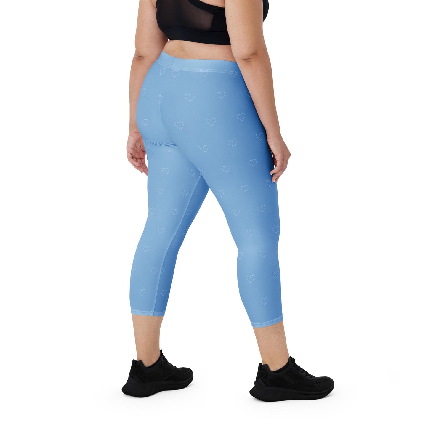 Light Blue Capri Leggings with white heart design