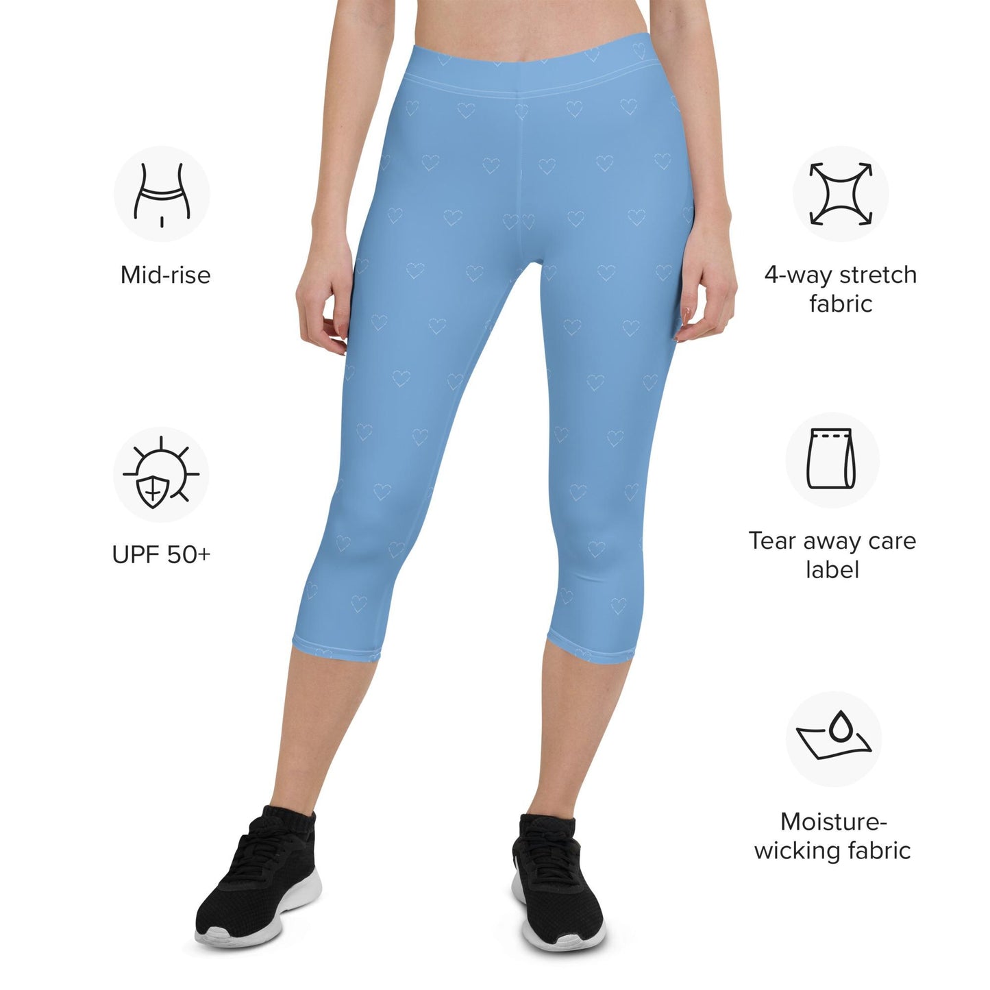 Light Blue Capri Leggings with white heart design