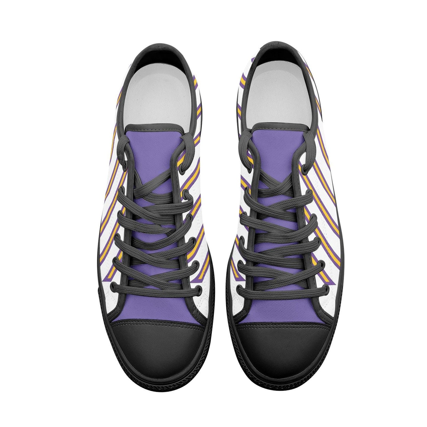 Purple and Yellow Unisex Low Top Canvas Shoes