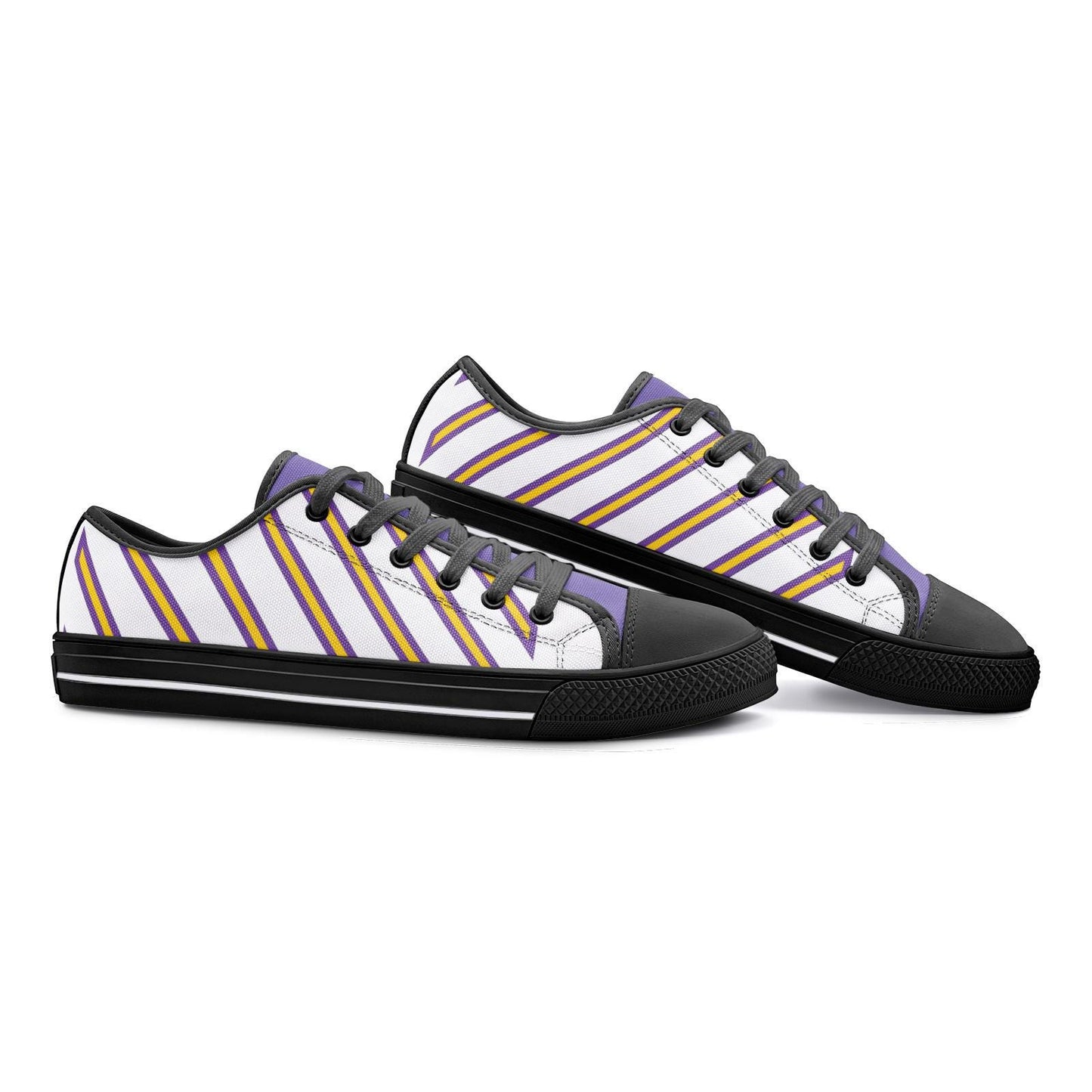 Purple and Yellow Unisex Low Top Canvas Shoes