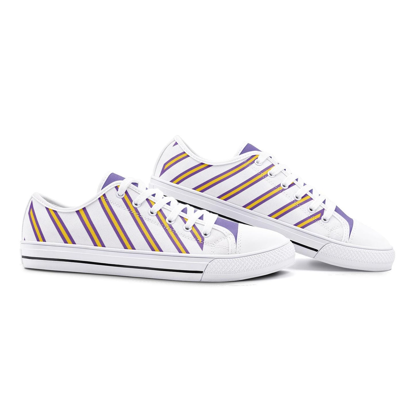 Purple and Yellow Unisex Low Top Canvas Shoes