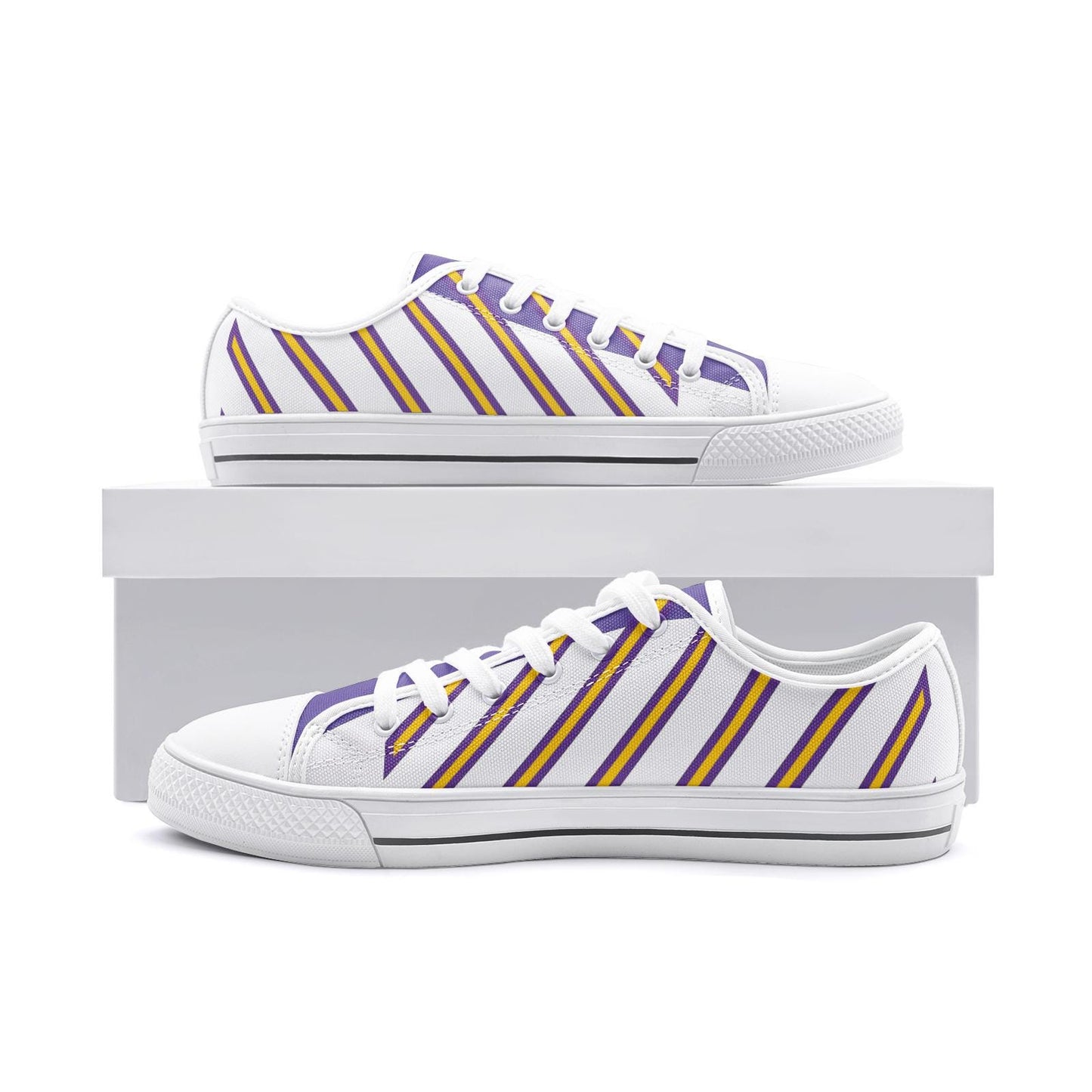 Purple and Yellow Unisex Low Top Canvas Shoes