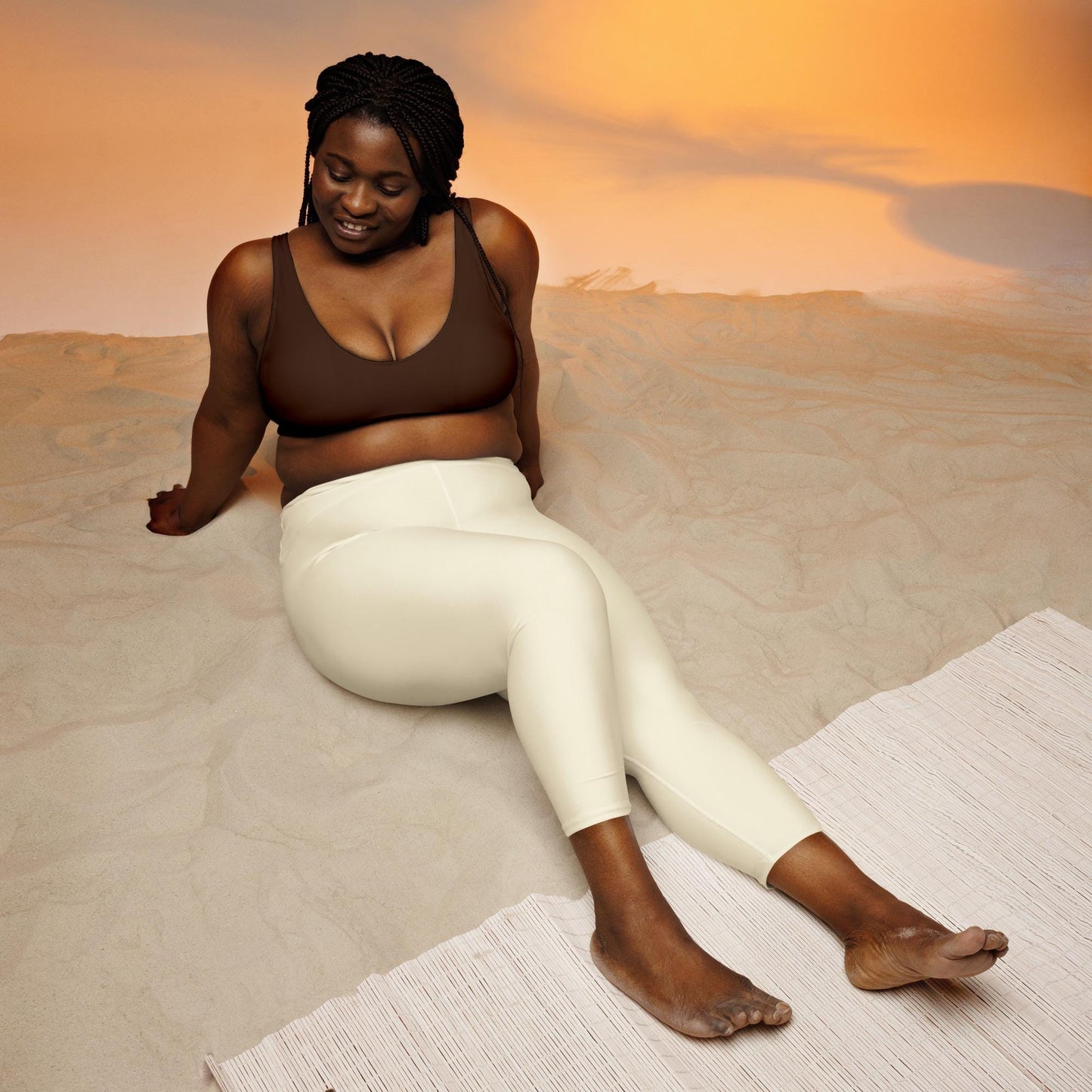Cream Yoga Capri Leggings
