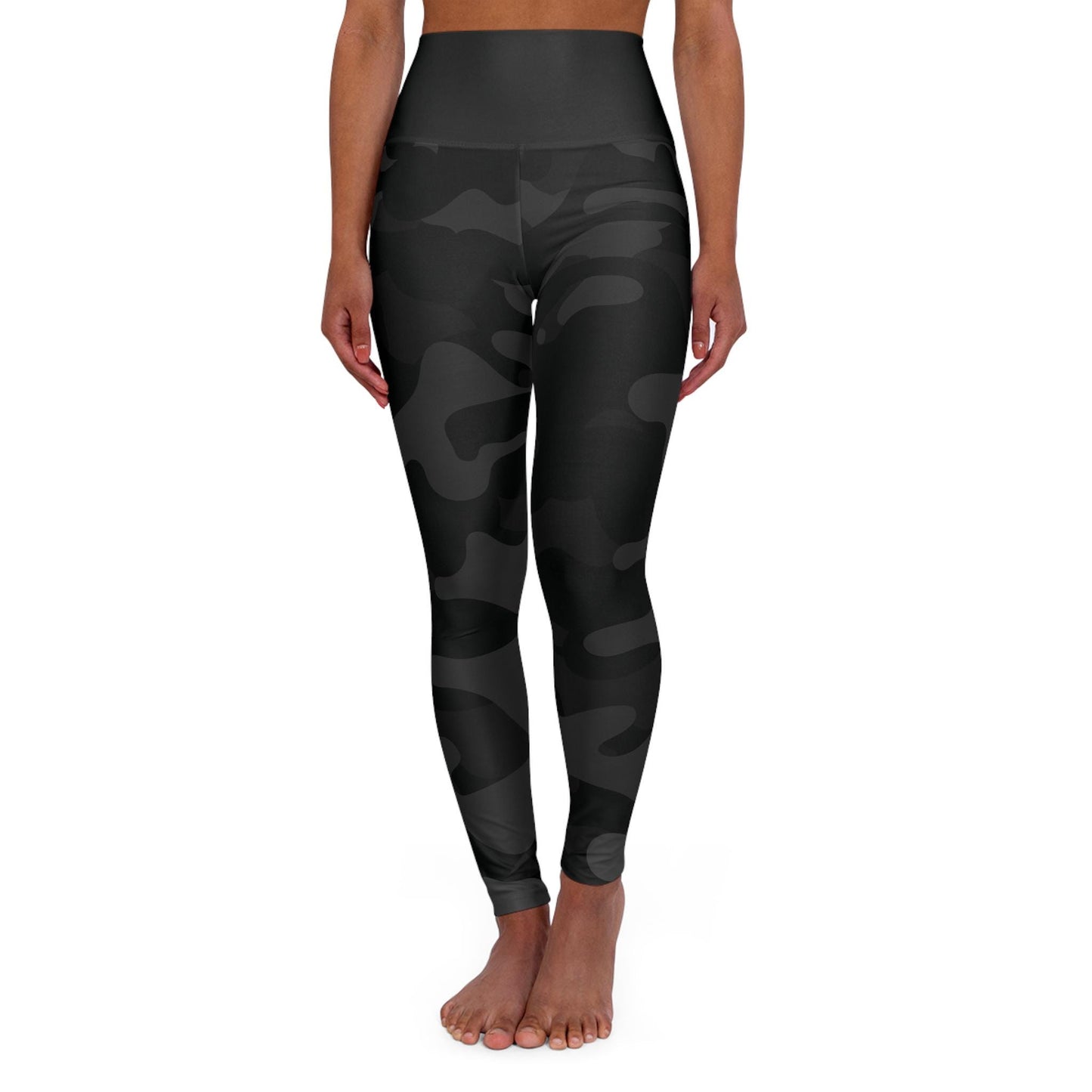 High Waisted Black Camo Yoga Leggings Skinny Fit