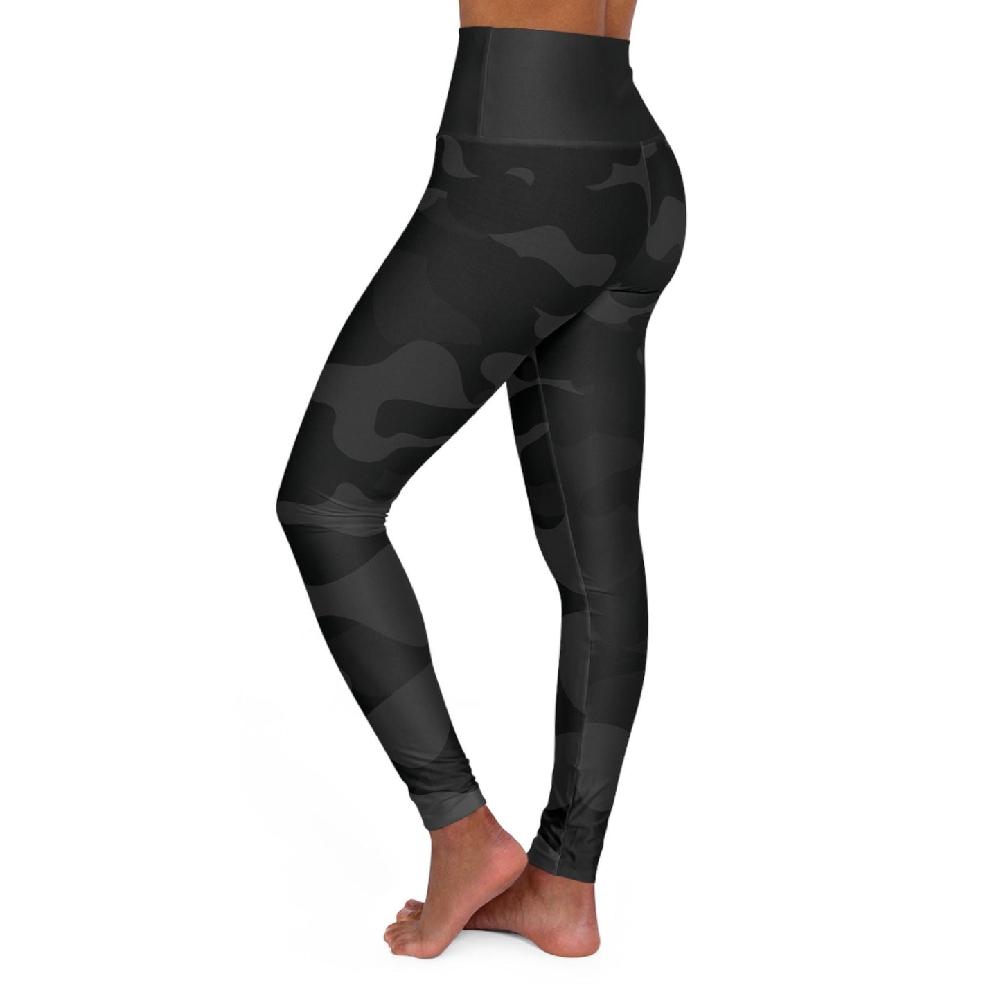 High Waisted Black Camo Yoga Leggings Skinny Fit