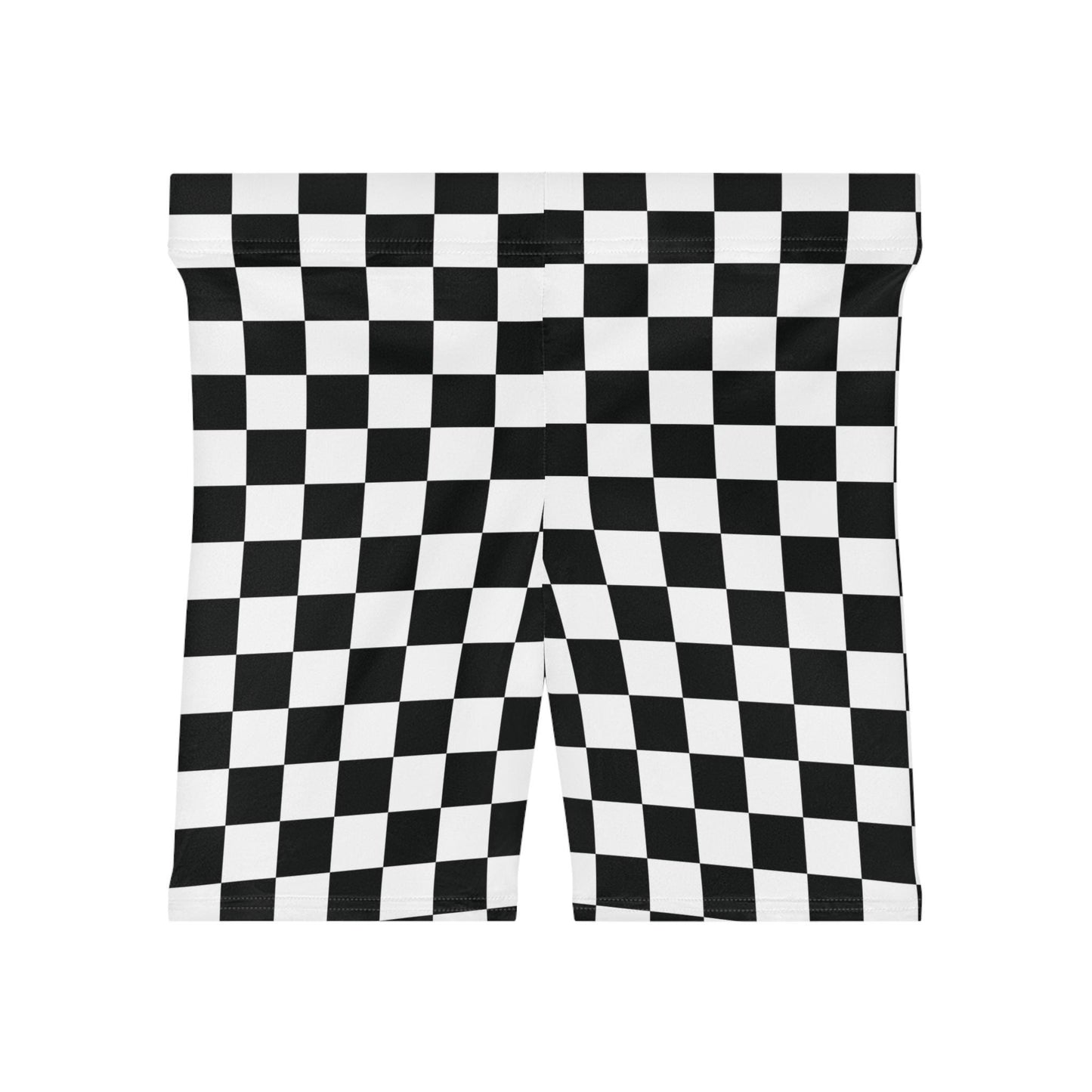 Black Checkered Biker Shorts: Women's Workout Suede Shorts