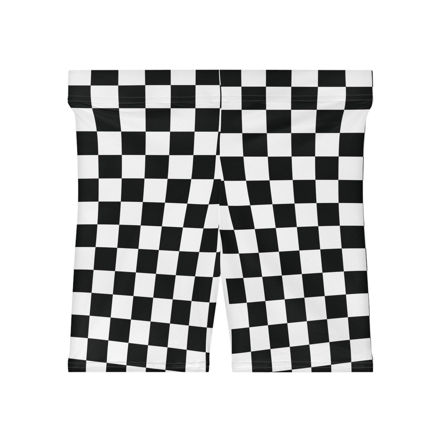 Black Checkered Biker Shorts: Women's Workout Suede Shorts