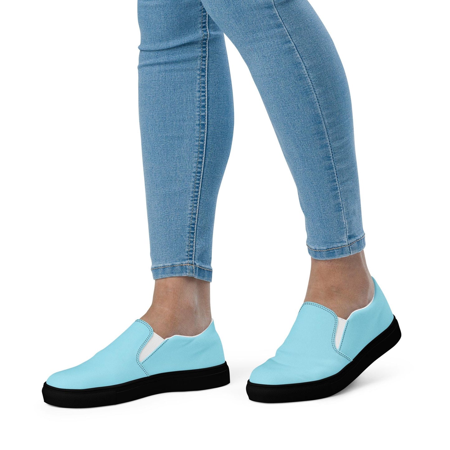 Womens blue slip-on canvas shoes