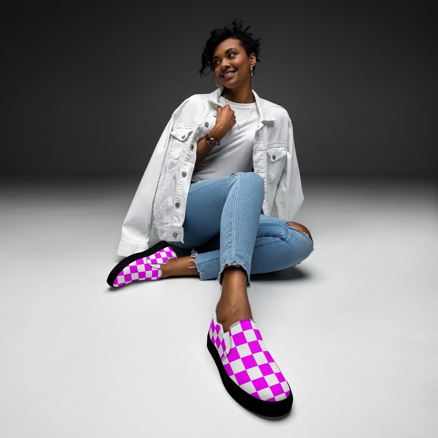 Womens slip-on canvas purple shoes