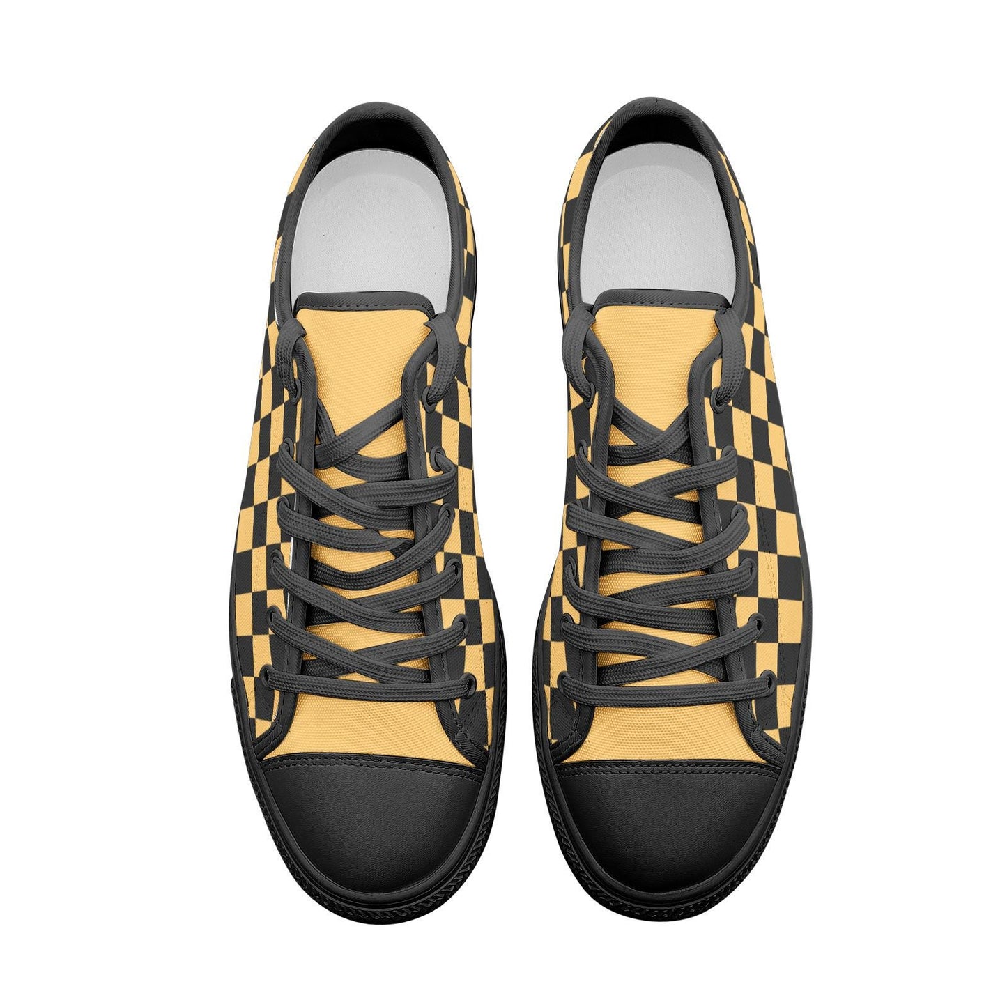 Black and Gold Yellow Sneakers Unisex Low Top Canvas Shoes