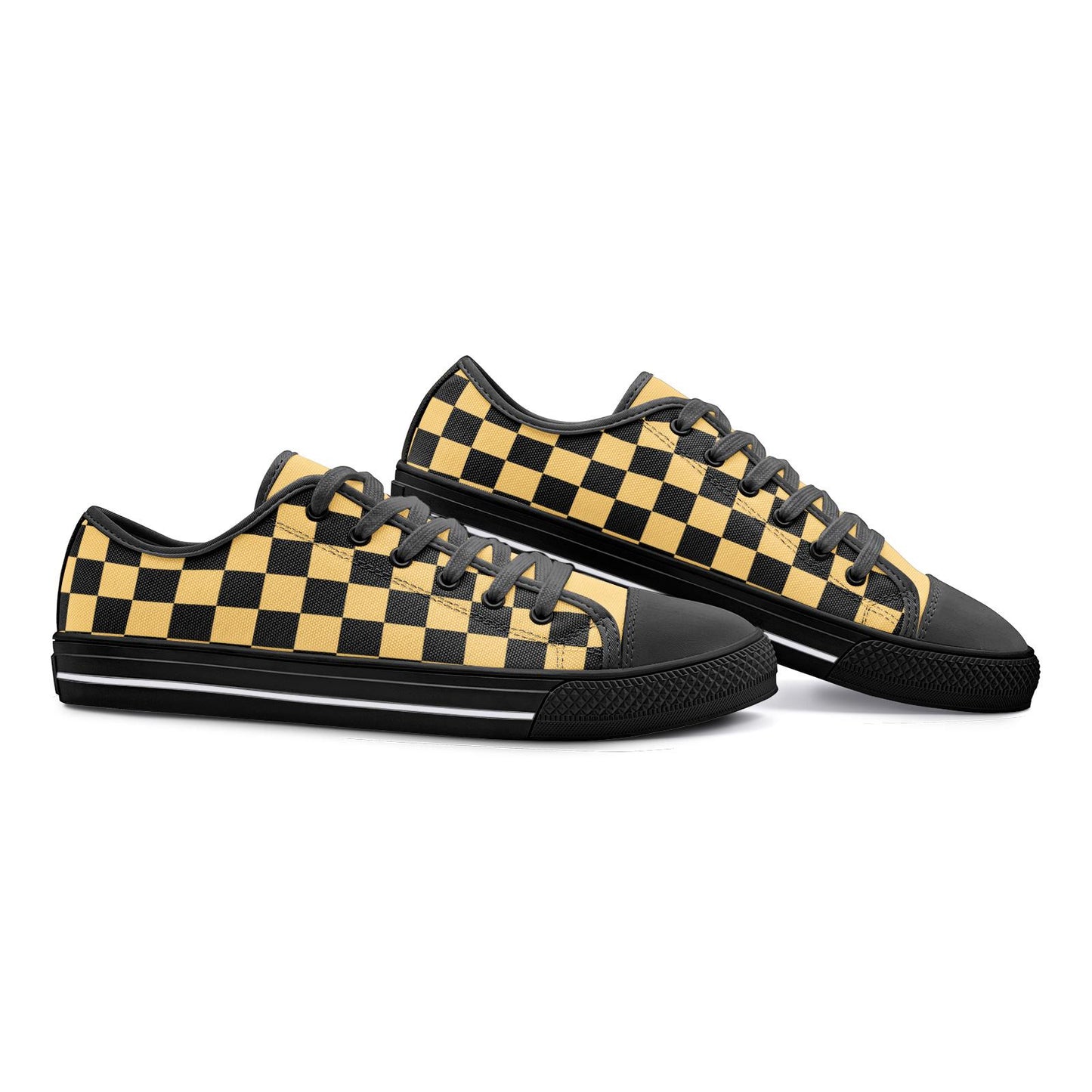 Black and Gold Yellow Sneakers Unisex Low Top Canvas Shoes