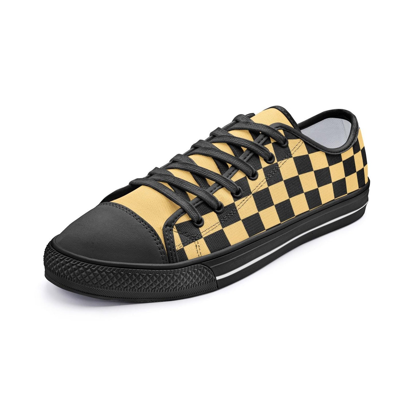 Black and Gold Yellow Sneakers Unisex Low Top Canvas Shoes