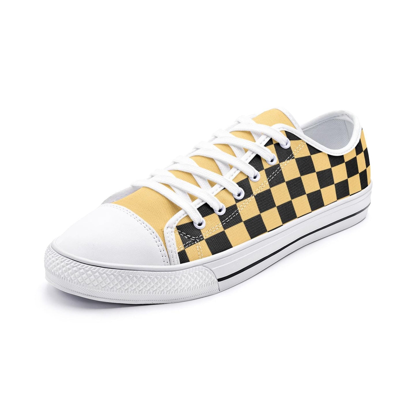Black and Gold Yellow Sneakers Unisex Low Top Canvas Shoes
