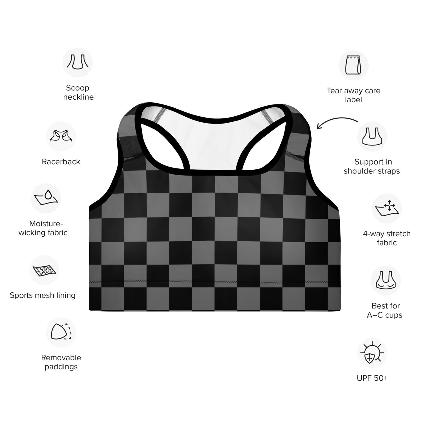 Padded Black Sports Bras