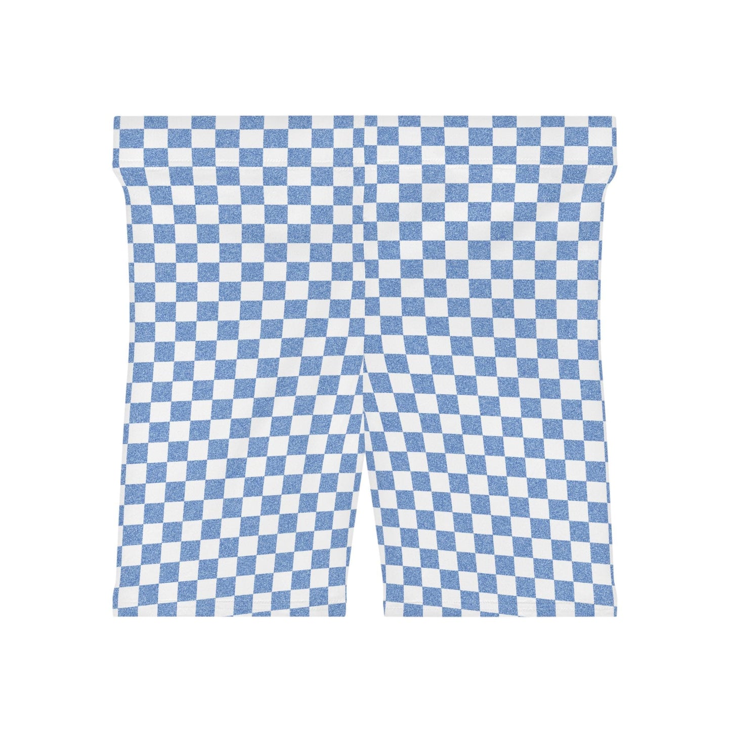 Blue Checkered Biker Shorts: Women's Athleisure Workout Shorts