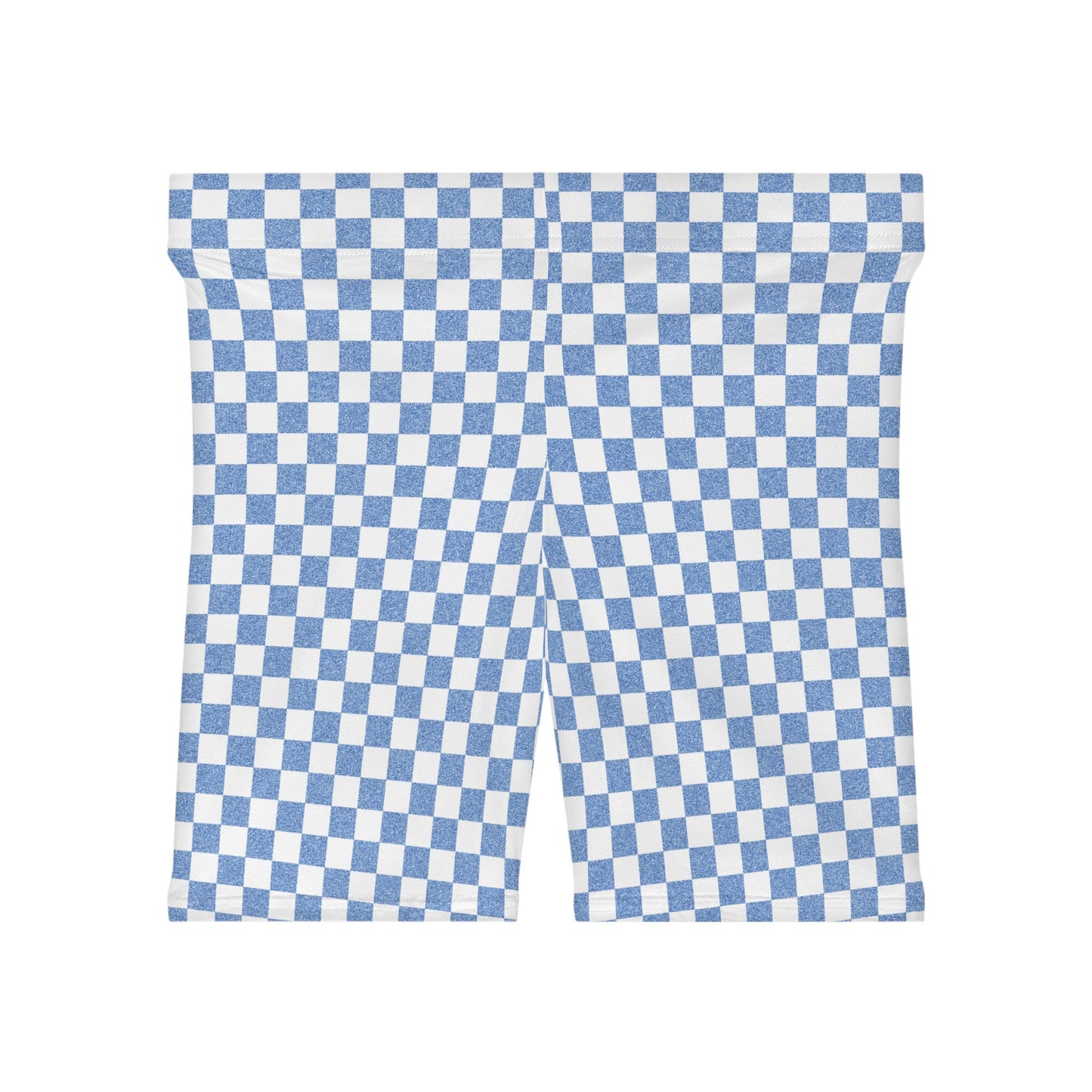 Blue Checkered Biker Shorts: Women's Athleisure Workout Shorts
