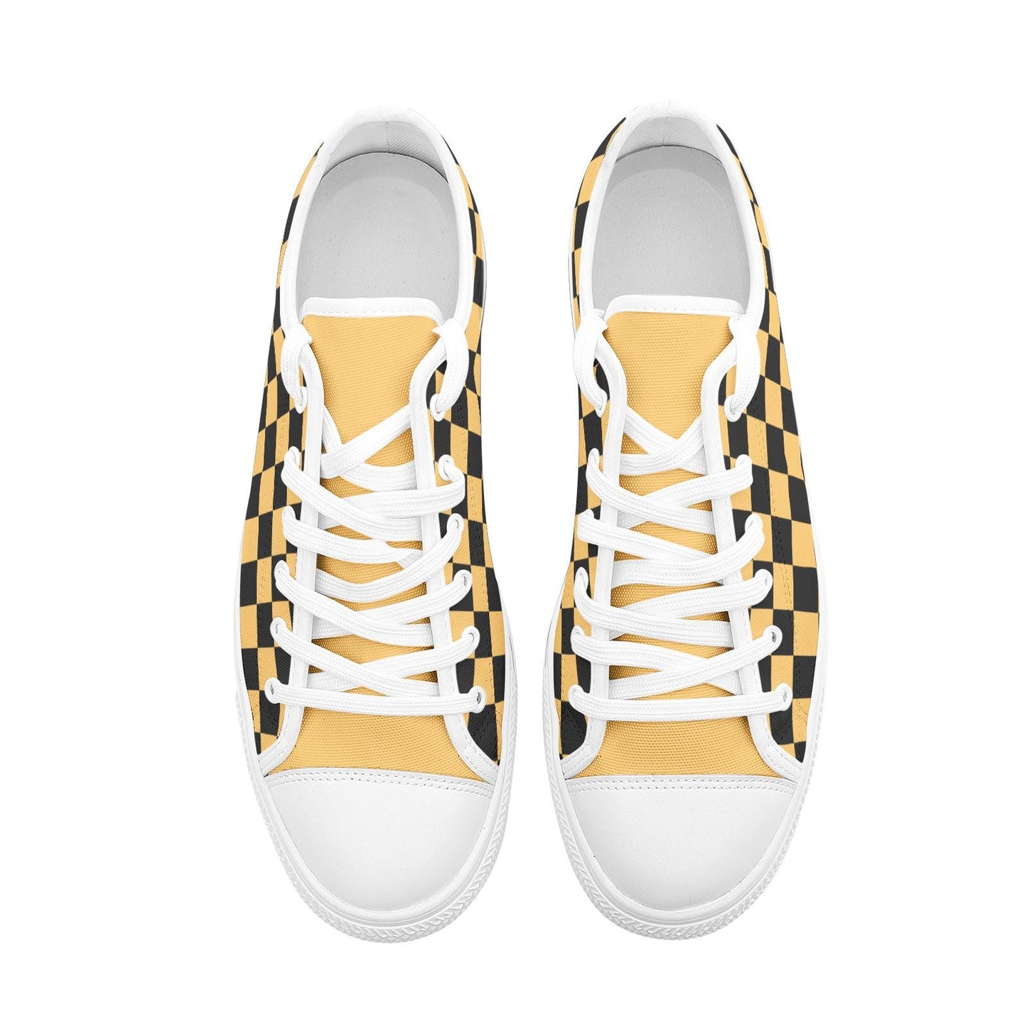 Black and Gold Yellow Sneakers Unisex Low Top Canvas Shoes