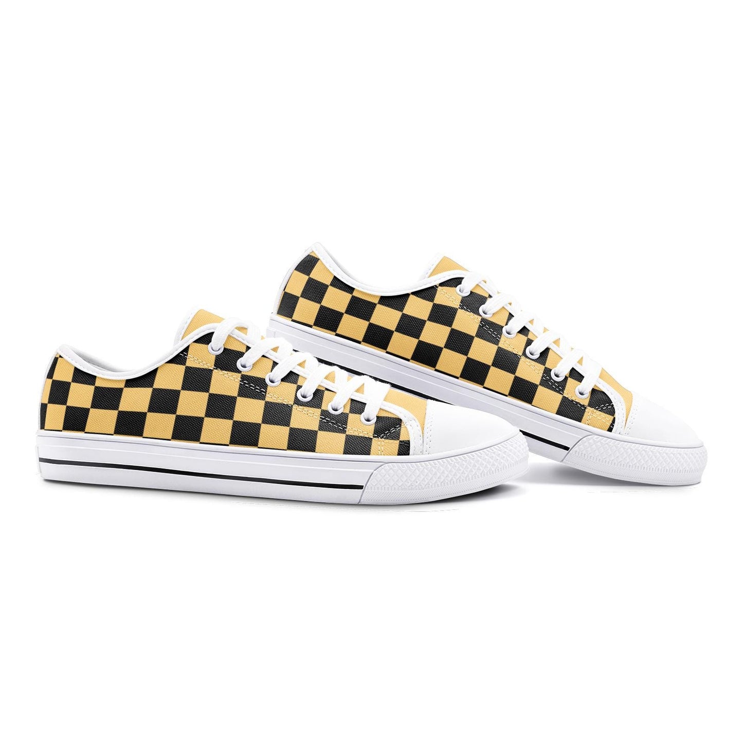 Black and Gold Yellow Sneakers Unisex Low Top Canvas Shoes