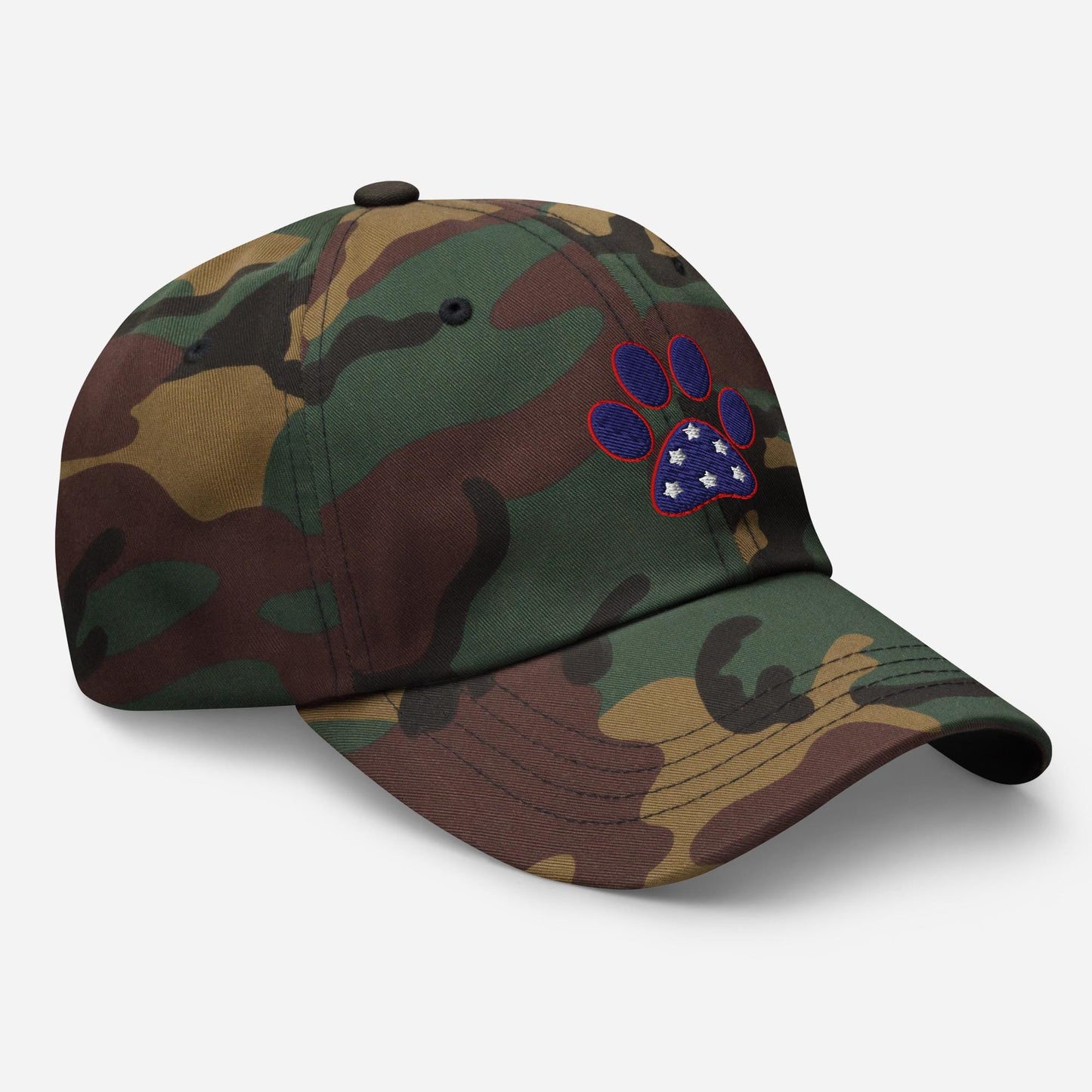 Patriotic Paw Print Hat: Camo Dad Hat