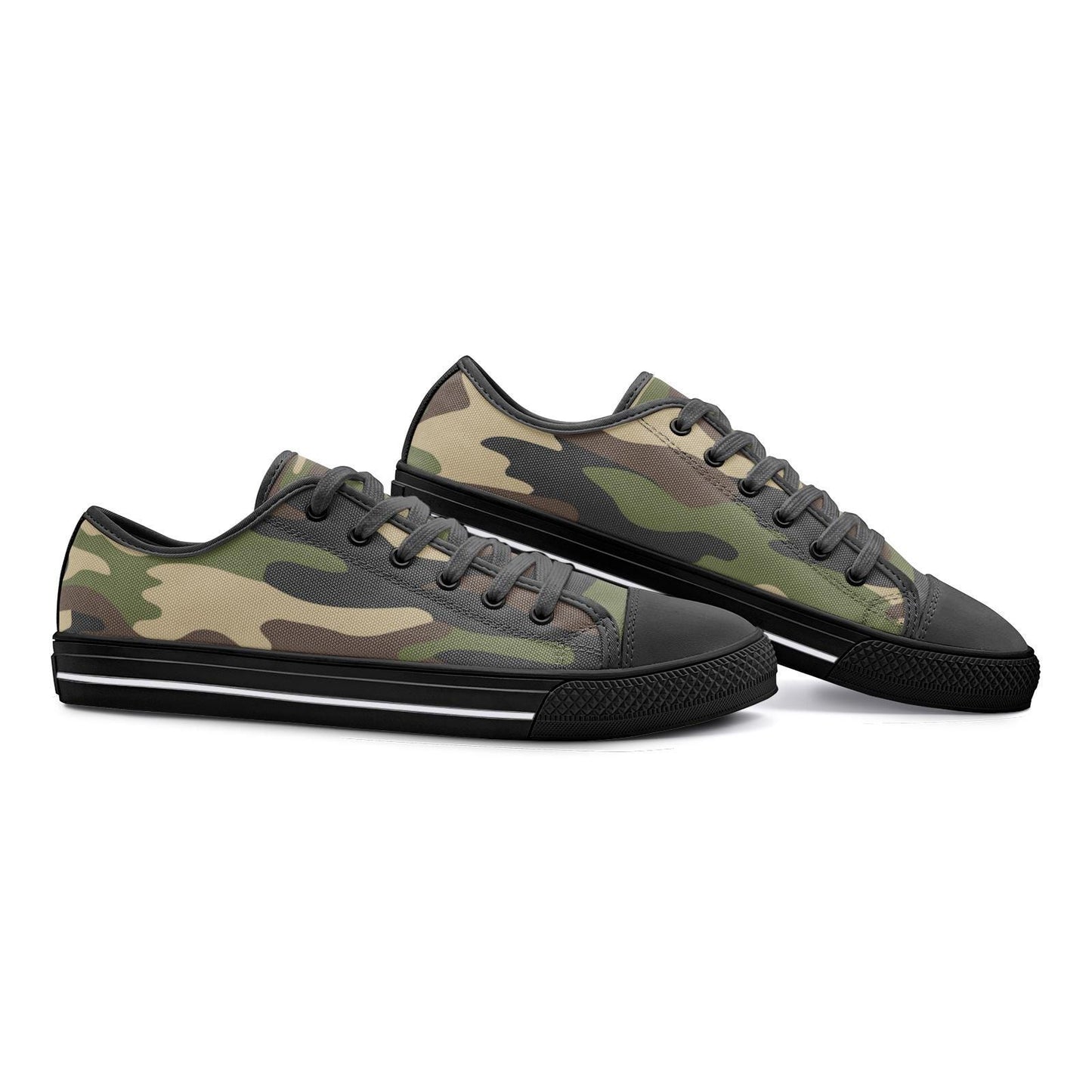 Green Camo Sneakers Unisex Low Top Canvas Shoes