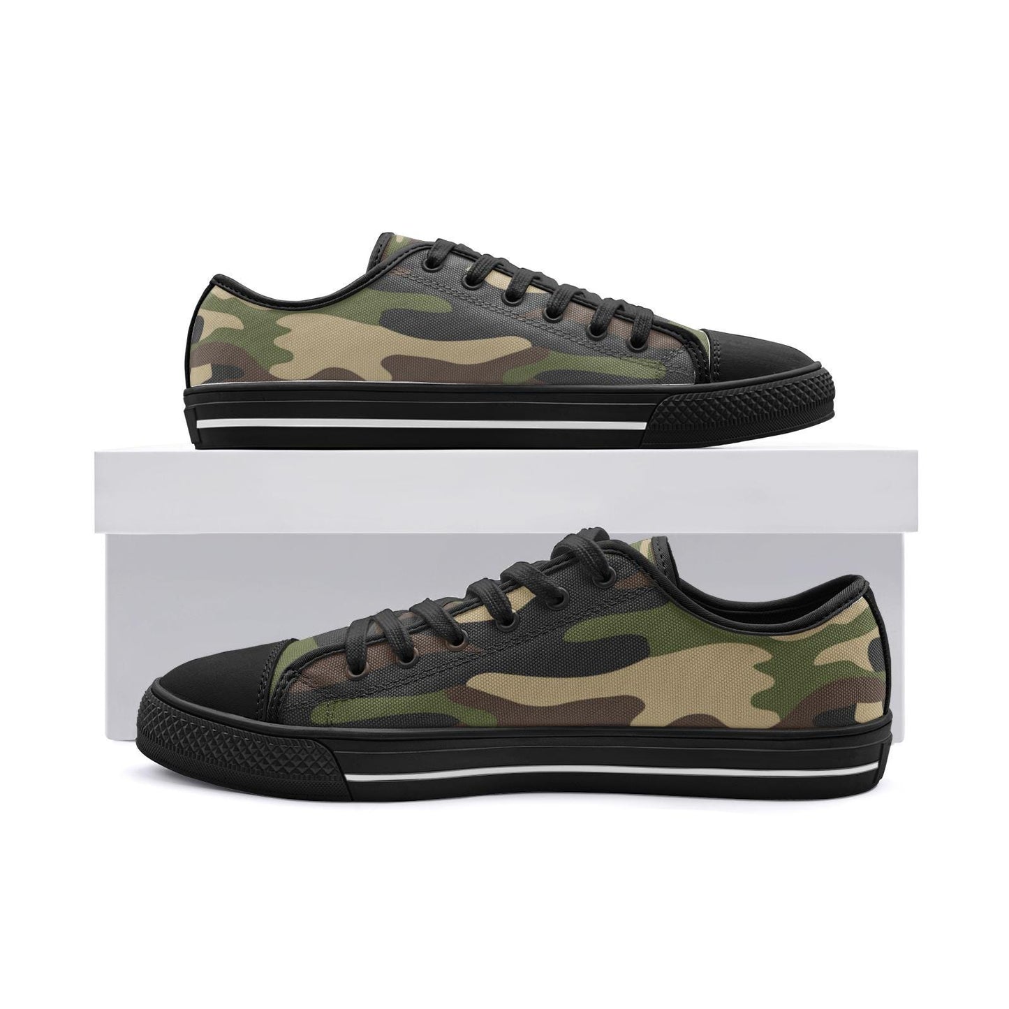 Green Camo Sneakers Unisex Low Top Canvas Shoes