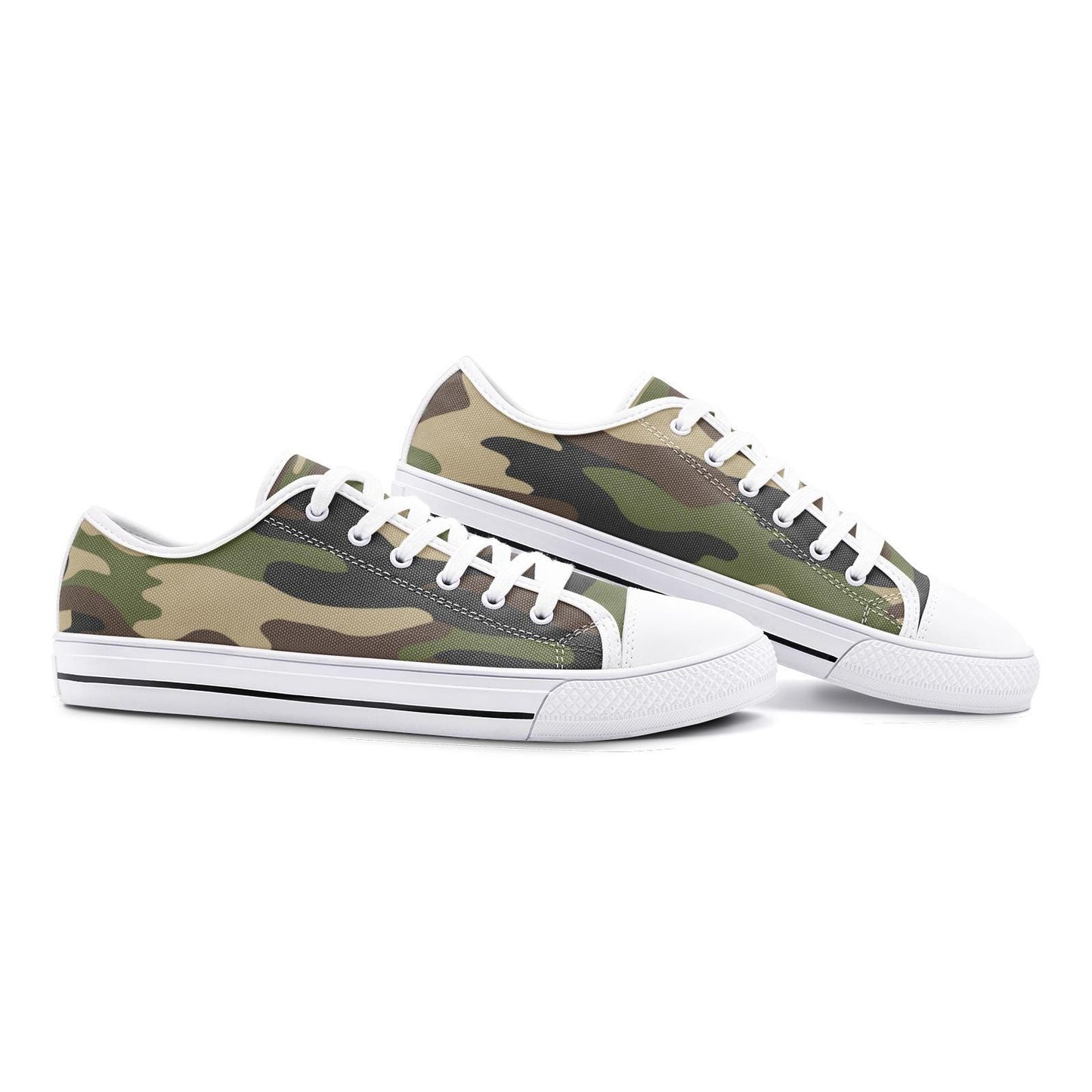 Green Camo Sneakers Unisex Low Top Canvas Shoes